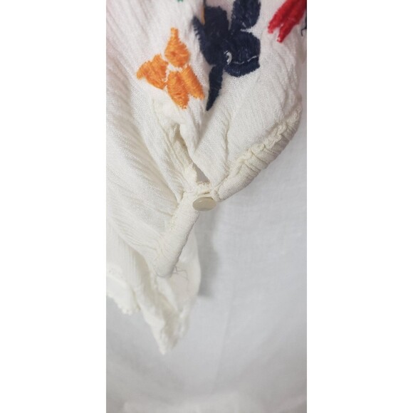 Roaman's Blouse Womens 32W White Embroidered Floral Boho Peasant Tunic Rayon Top - Picture 7 of 11